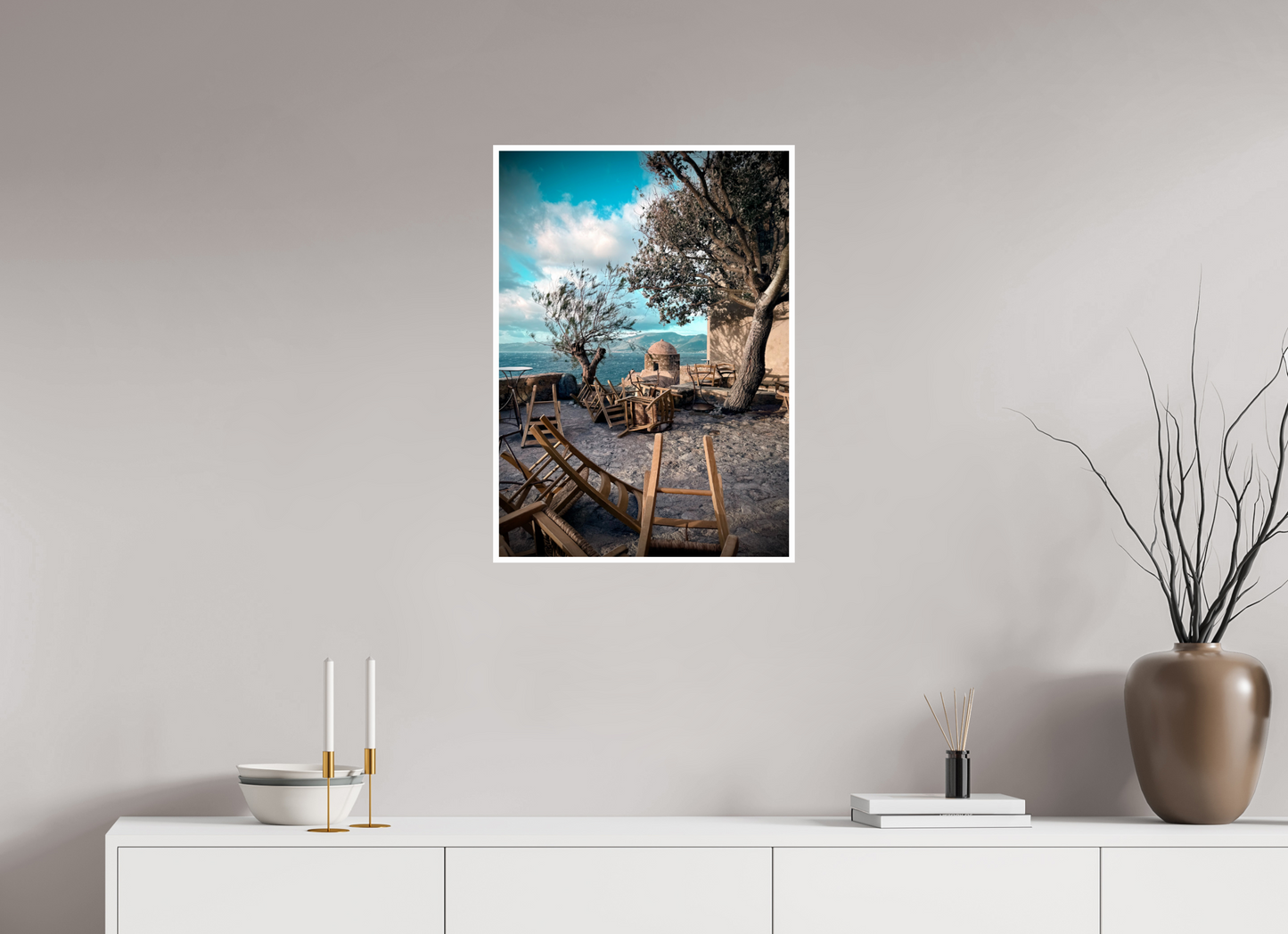 50 x 70 cm, BRILLANT Une tempête en Grèce